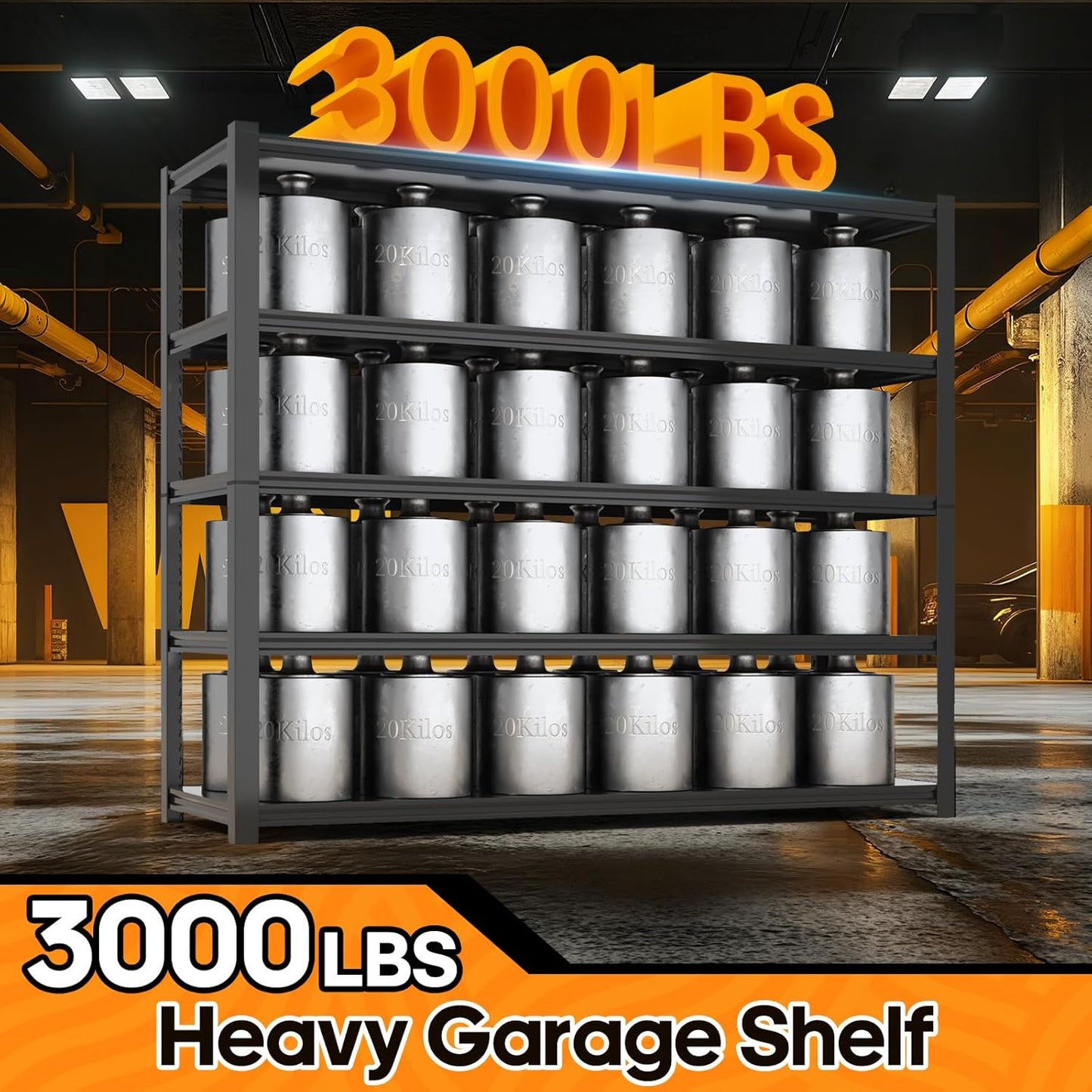 Garage Shelving Heavy Duty,5 Tier Adjustable Metal Shelving Storage Rack,Storage Shelves,48" Wx20 Dx72.2 H,Industrial Shelving Unit for Basement,Warehouse,Garage Organization.1 Pack