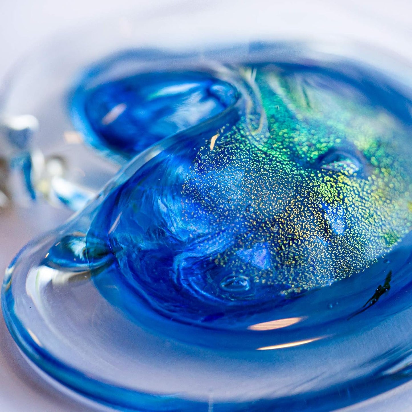 Luke Adams Glass Hanging Hearts – Hand Blown Glass Heart Ornament for Windows or Gifts – Colorful Blown Glass Hearts Decor (December - Zircron/Tanzanite)