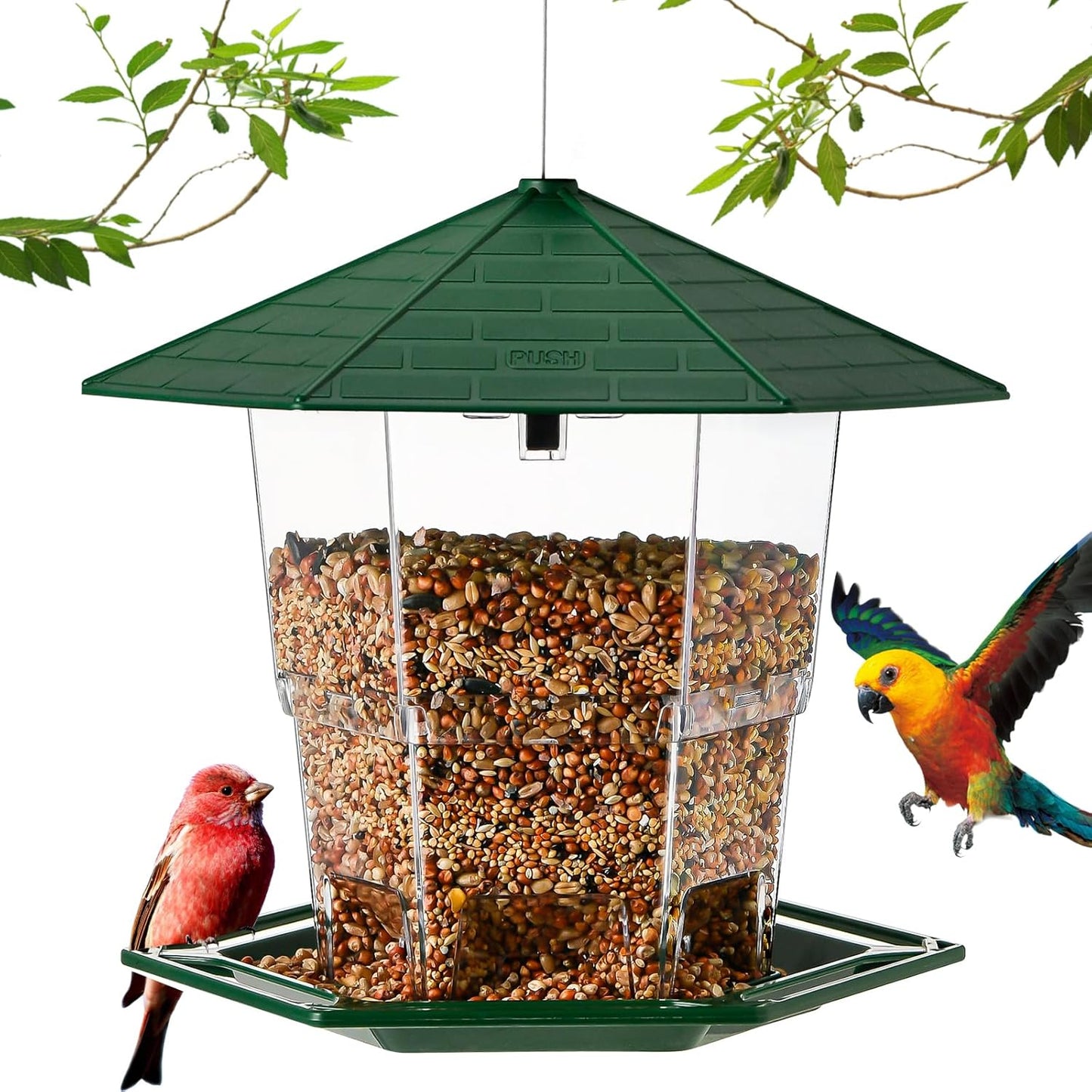 Bird Feeders for Outdoors Hanging Bird Feeder Wild Birds Seed, Green