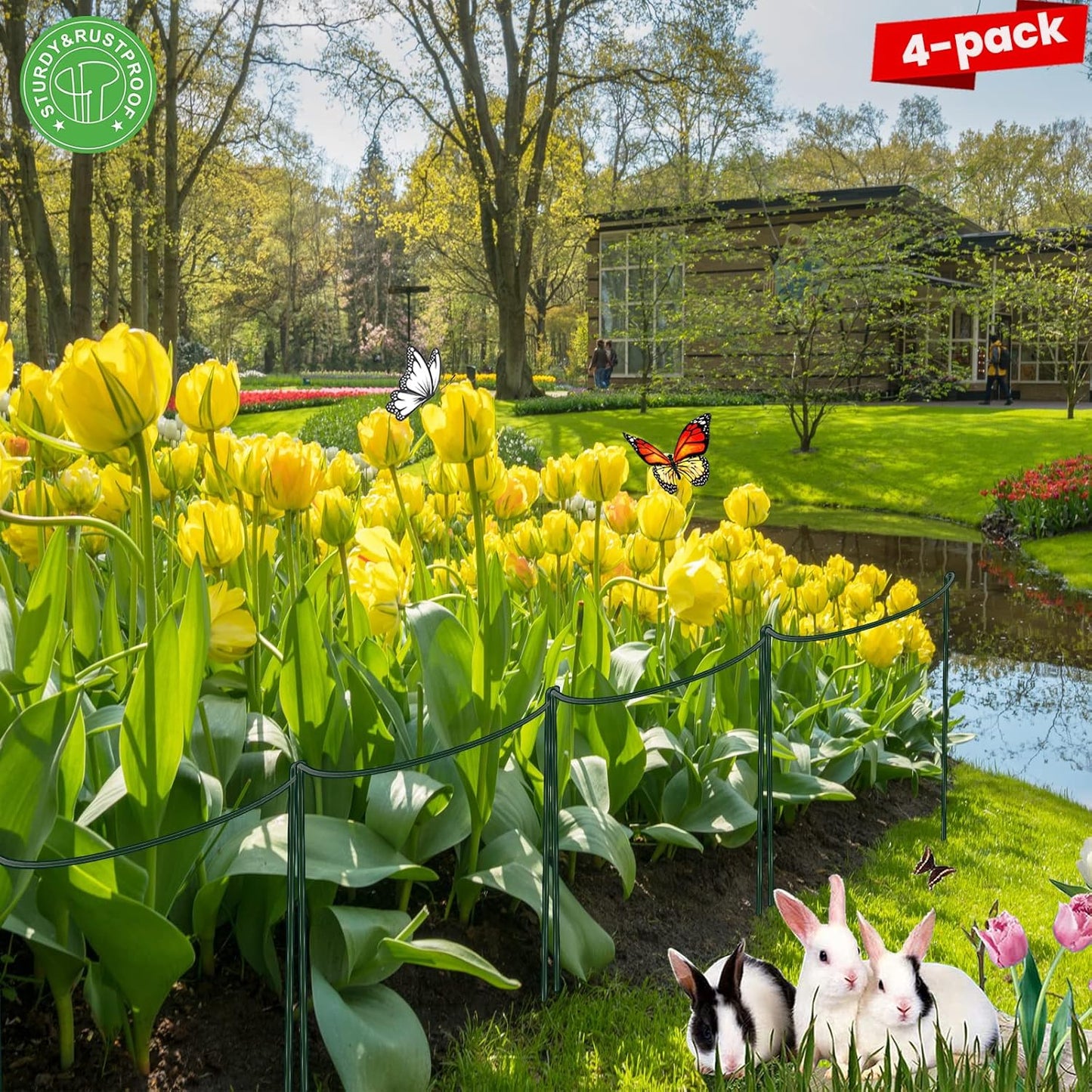 4 Pack Snake Plant Support Stakes, Peony Cages and Supports, Heavy-Duty Plant Stabilizer Support, Hydrangea Support Cage, Dahlia Support Ring, Plant Support Stake for Indoor and Outdoor Potted Plants