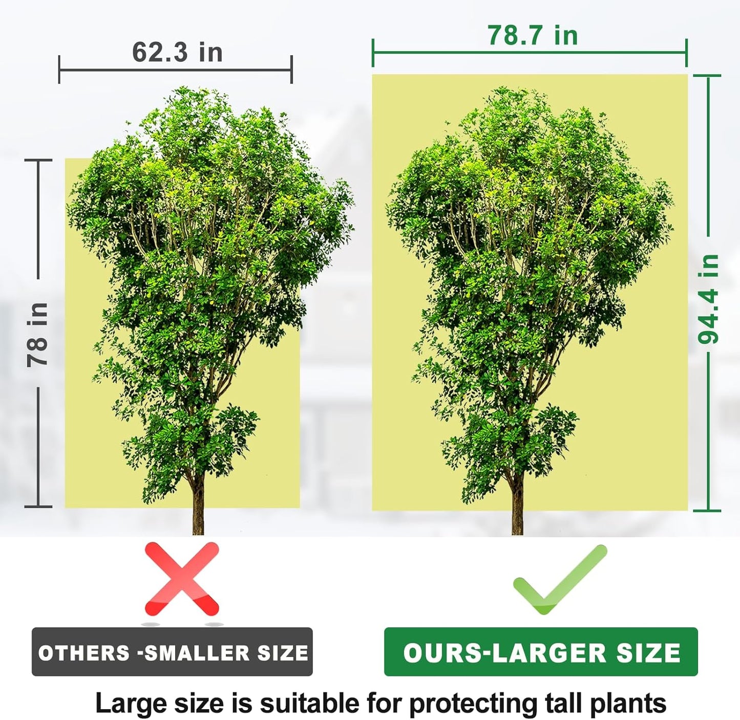 Plant Covers for Winter Tree Covers Freeze Protection, 78.7" X 94.4" Large Frost Blankets for Outdoor Plants with Zipper Drawstring, Fig Tree Plant Jacket Covers Cold Weather Protection Bags