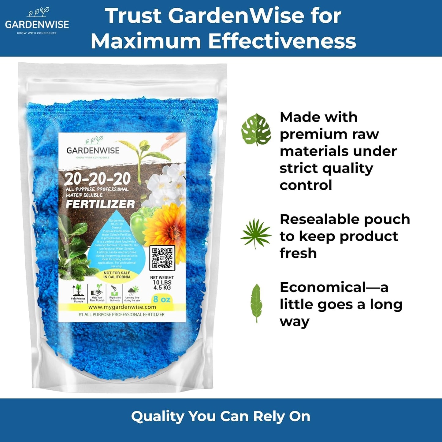 20-20-20 Water-Soluble Fertilizer – Powder for Liquid Plant Food for Indoor & Outdoor Plants, Orchids, Vegetables, Lawns, Flowers – 20 20 20 Fertilizer 5 Quarts (10 lbs)