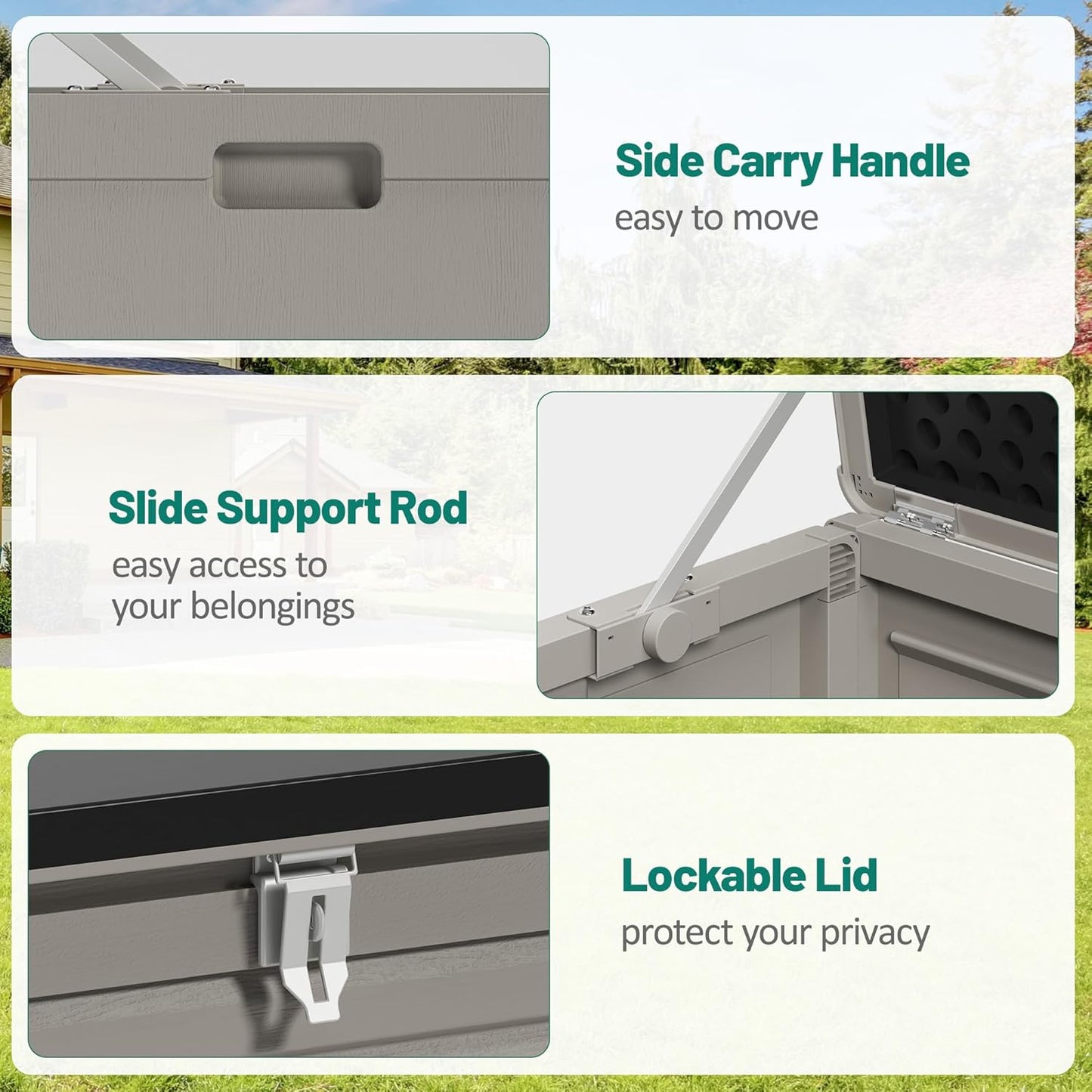 130 Gallon Deck Box Outdoor Waterproof Storage Box Lockable Resin Outdoor Storage Box for Garden Tools Patio Cushions UV-Resistant & Easy Assembled (Gray)