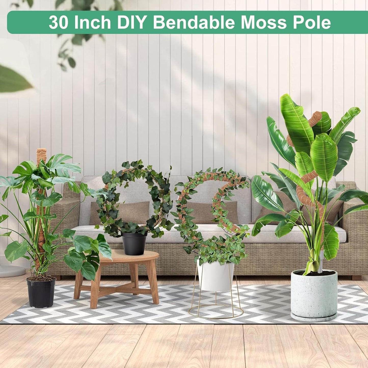 3 Pack Moss Pole, 30 Inch Monstera Plant Support， Moss Poles for Climbing Plants Indoor DIY, Coco Coir Plant Pole Moss Plant Stick Support Stake Kit for Potted Plants, Pothos, Philodendron