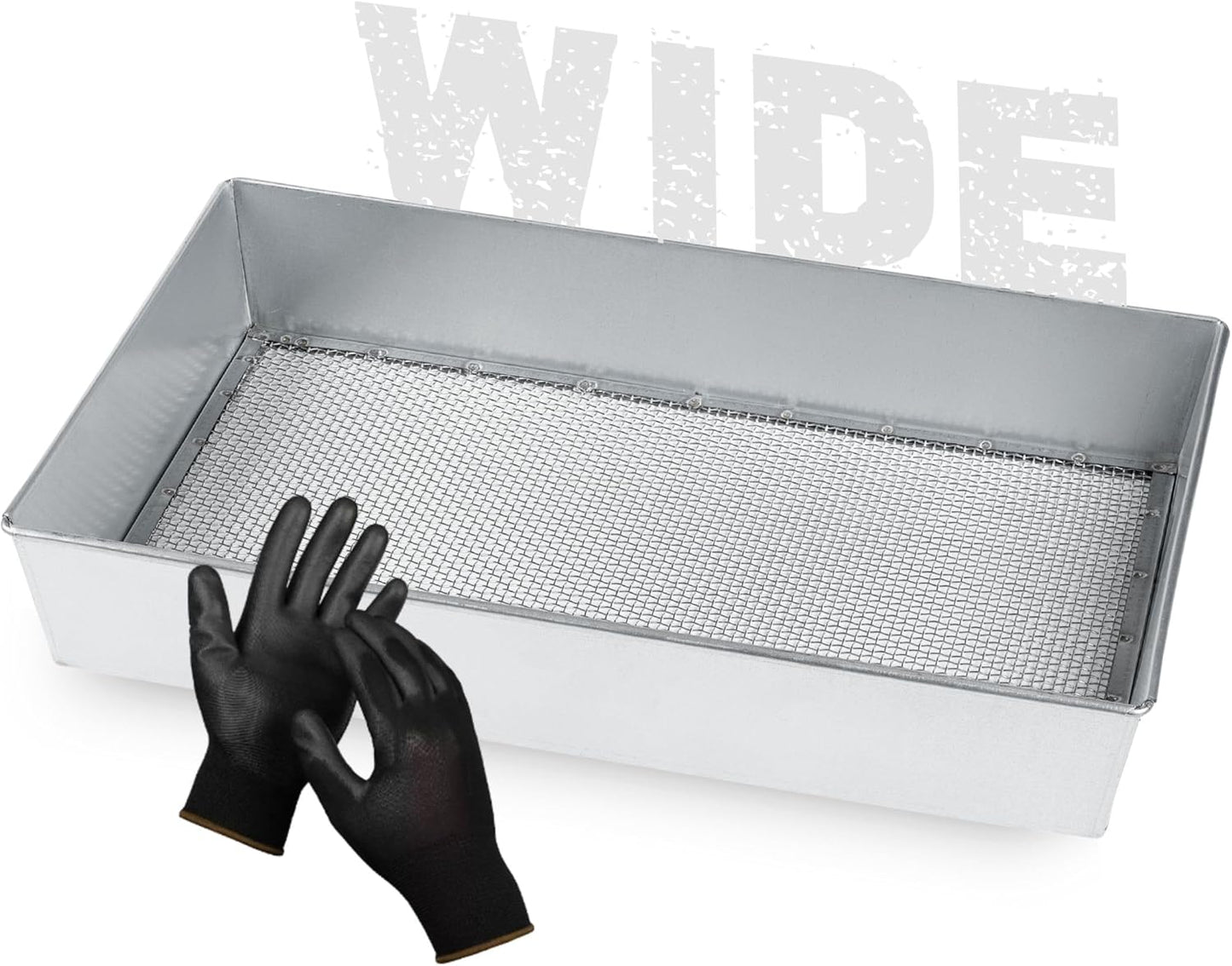 Soil Sifter, Wide Size (17.5 x 11.5 inches) with 1/8-inch Mesh, Garden Sieve for Dirt, Sand, Rocks, and Compost