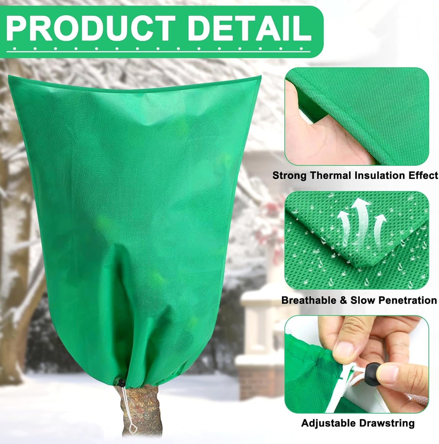 DQS 2 Pack Plant Covers Freeze Protection, 39.3" x39.3" Winter Frost Protection Blankets Frost Cloth,Suitable for Outdoor Winter Frost, Cold Weather, shrubs, Trees, Jackets, and coverings