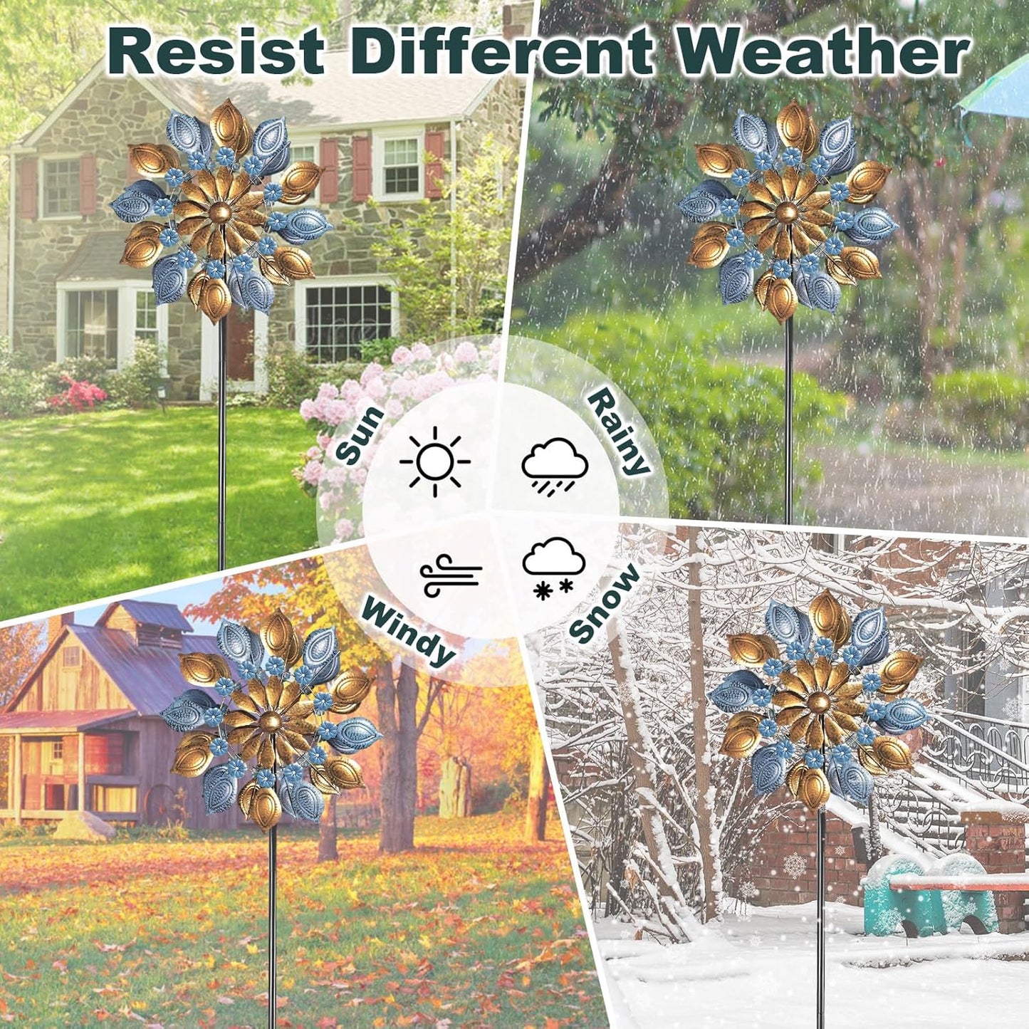 Decoroca Outdoor Wind Spinners - 72in Metal Sculpture, Classic 360° Kinetic Spinner