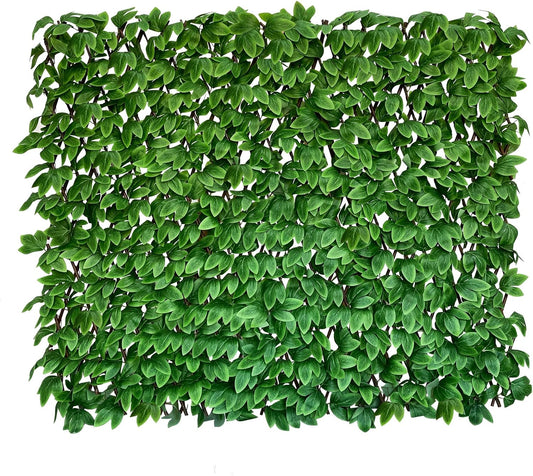Expandable Fence Privacy Screen for Balcony Patio Outdoor,Decorative Faux Ivy Fencing Panel,Artificial Hedges (Single Sided Leaves) (4, Peony Leaf)