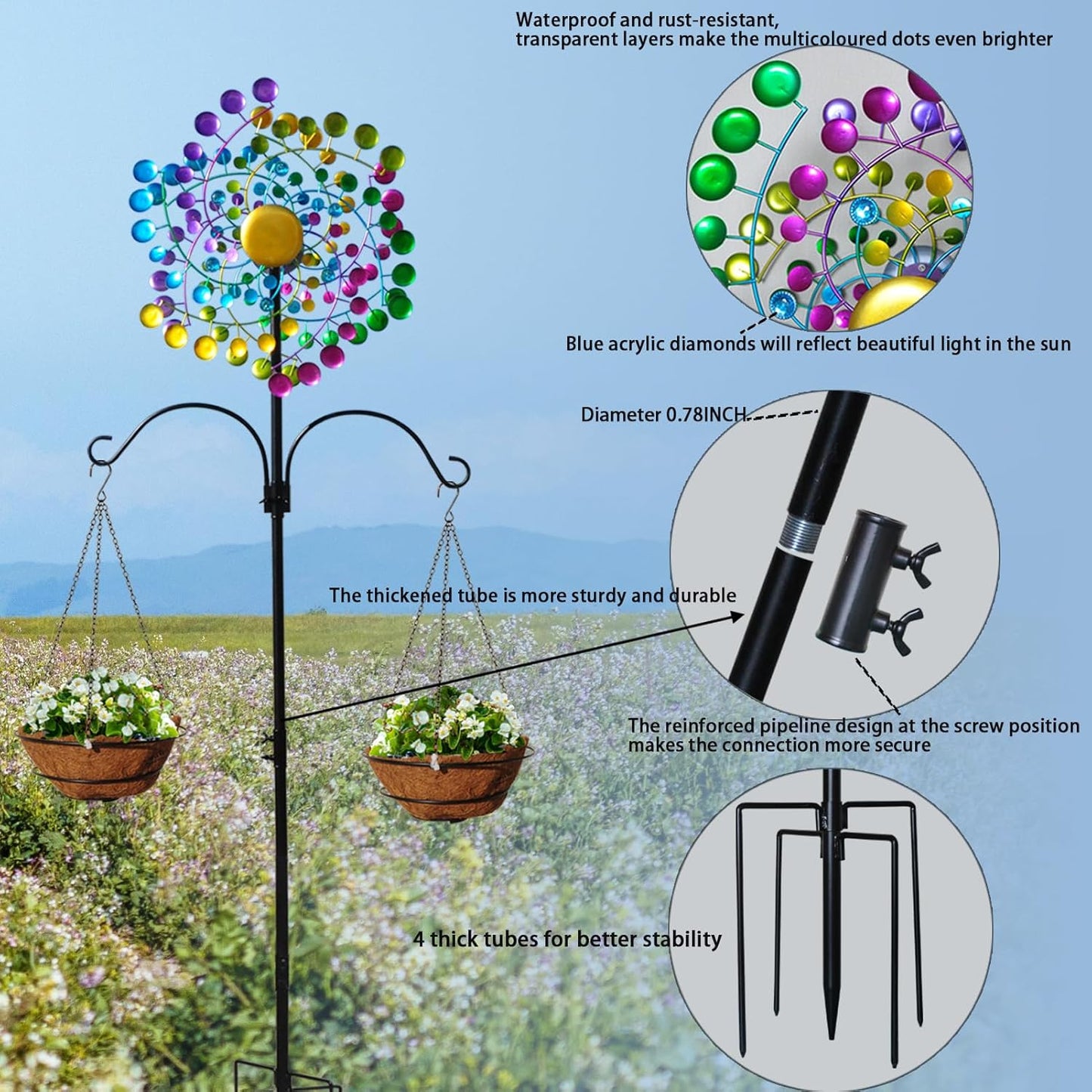 Wind Spinners Large Metal Outdoor Windmill Garden Spinner Yard Spinners Kinetic Lawn Art Patio Wind Spinners Garden Decor