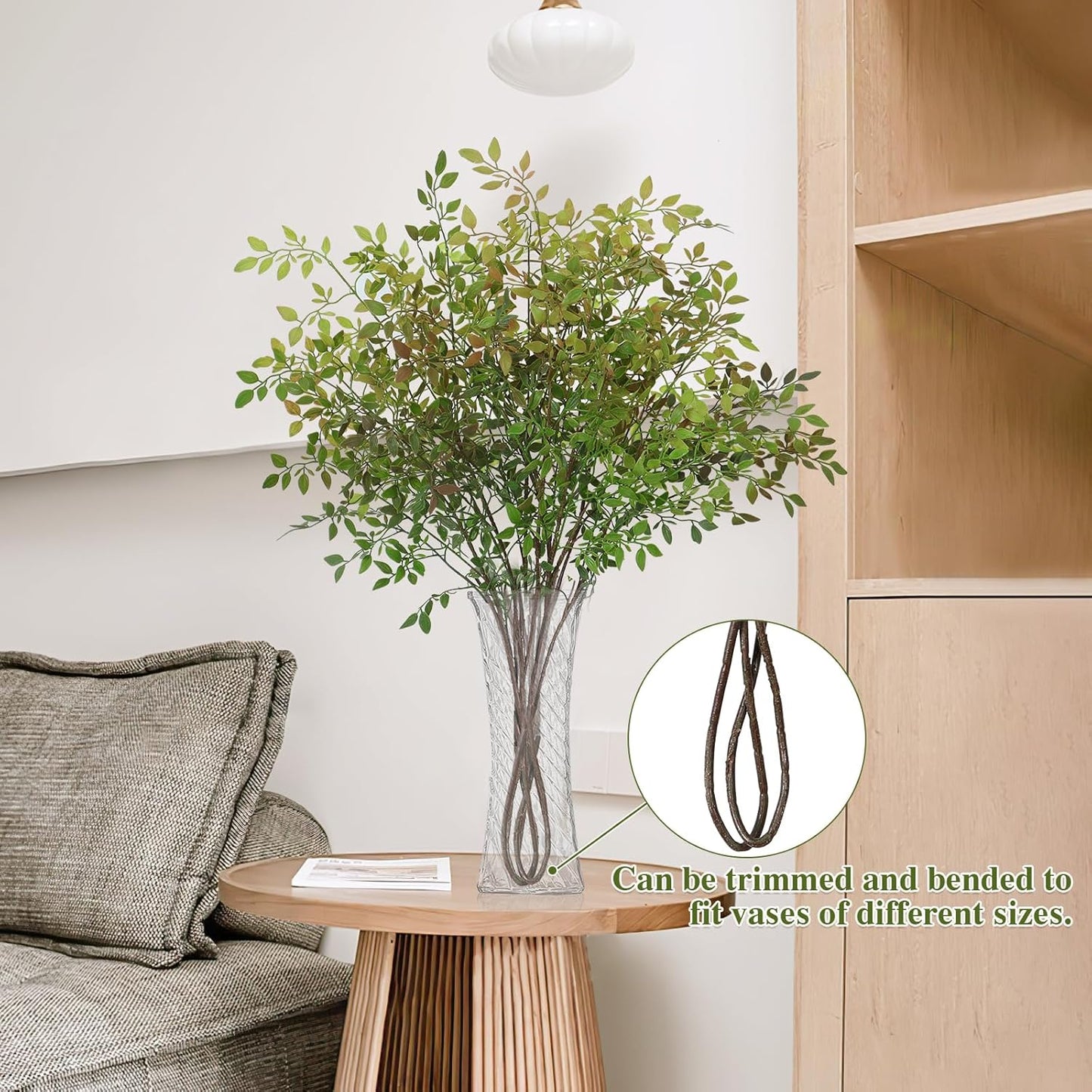 Dremisland Artificial Plant 43.3 Inch Artificial Bamboo Plant Branch 2 Pcs Artificial Green Stems Lucky Bamboo Plants Fake Shrubs Plants Autumn Bushes for Home Office Garden Decor (Yellow Green)