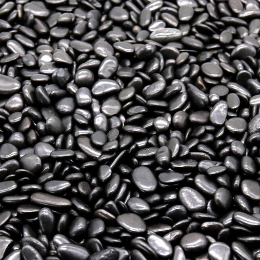Black Rocks for Plants. Black Decorative Polished Pebbles. 1/5 Inch – 5 lbs. for Plants, Garden, Landscaping, Vase fillers, Succulents, pots (Mini (0.2 Inch), Black -Polished, 5)