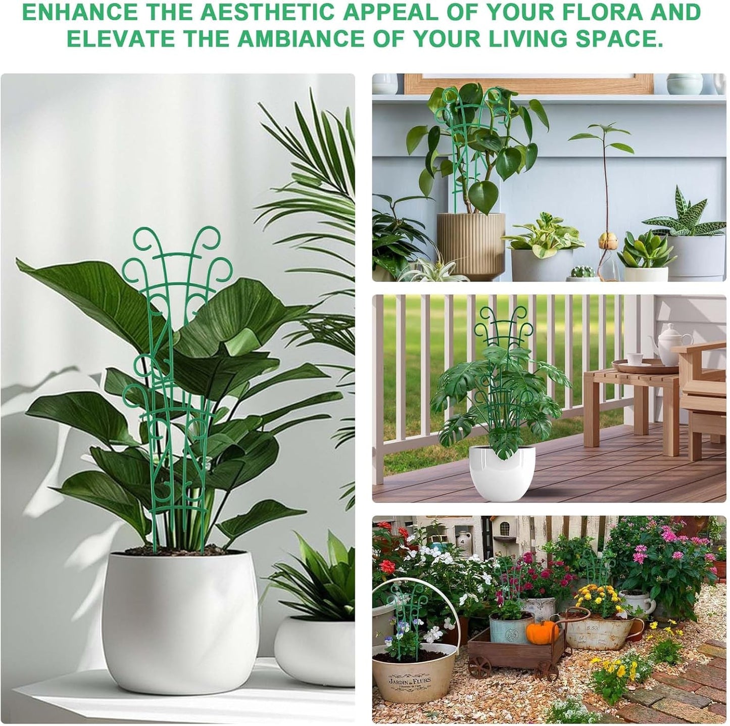 Plant Trellis for Potted Plants 12 Pack Stackable Indoor Outdoor Climbing Houseplant Support with Garden Wire for Pothos Hoya Ivy Flower