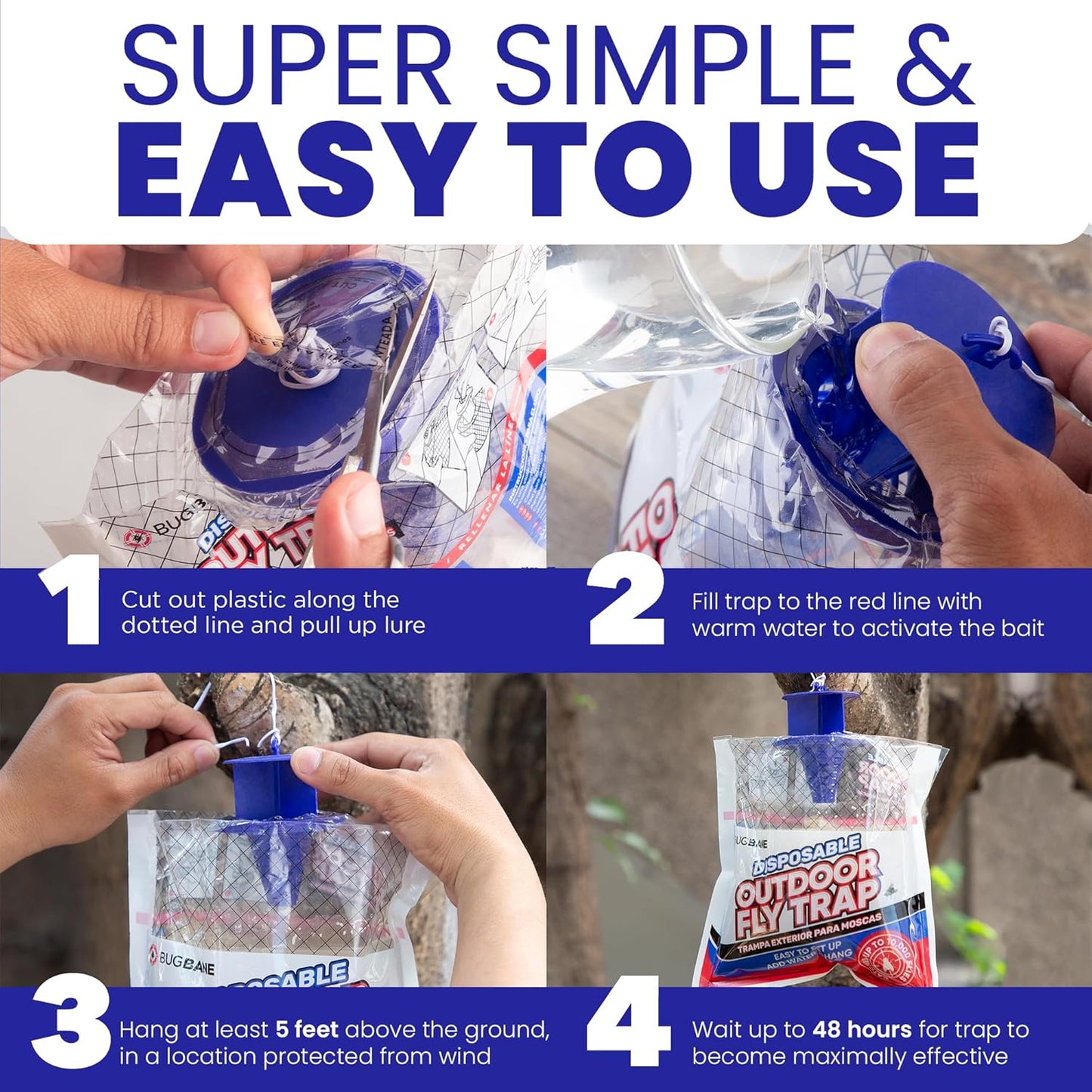 Fly Traps Outdoor Fly Trap for Patio. 9 Non-Toxic Pre-Baited Flies Bags Outdoor Disposable. Hanging Bug Catchers for All Filth Flies Killer for Outside Bug Control in Yard Horse Ranch Trash Can