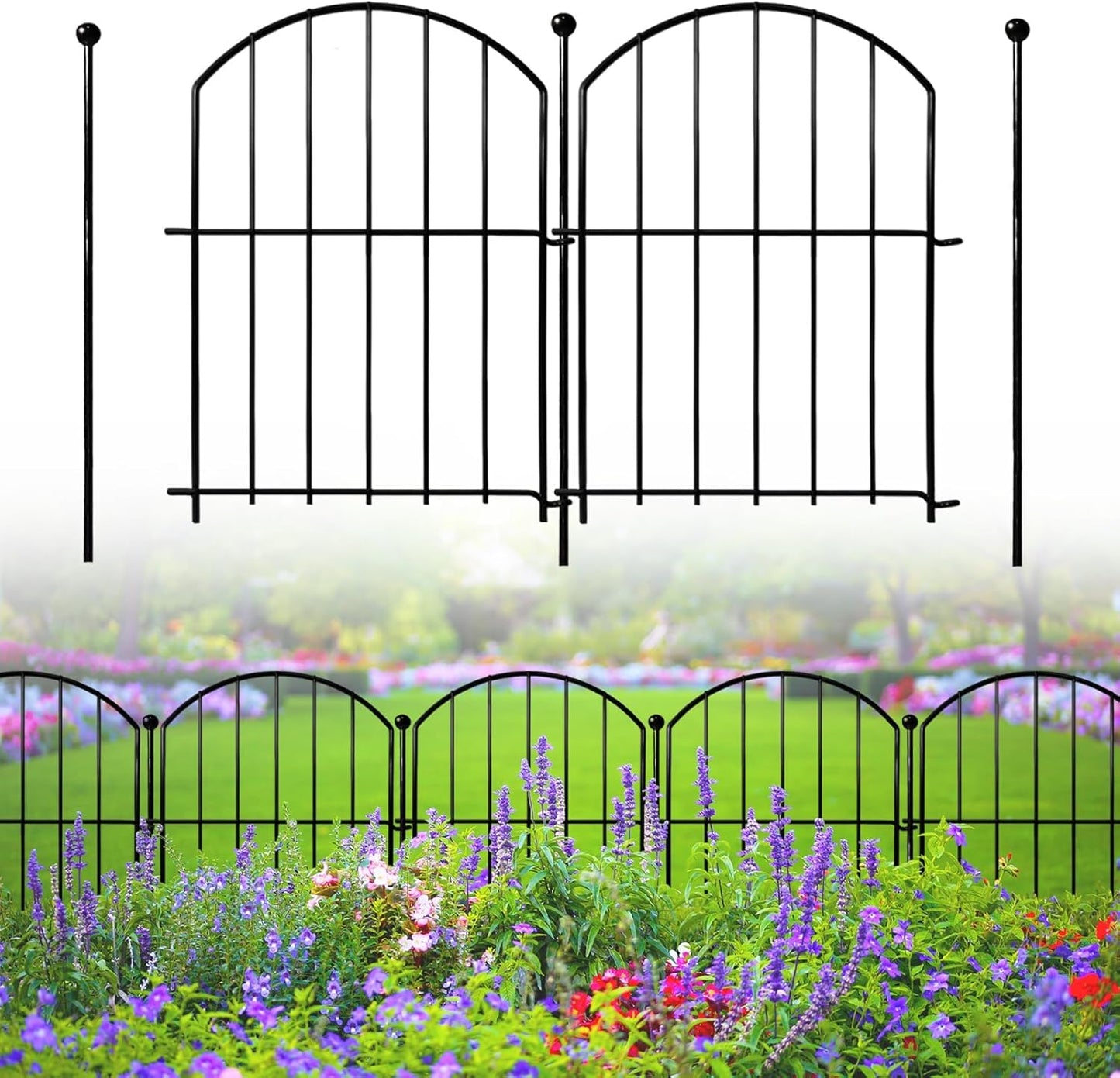 Decorative Garden Fence 17in x18ft, 18 Pack Rustproof Metal No Dig Fence Animal Barrier for Dog, Arched Flower Bed Edging Ornamental Wire Border Panel Fencing for Yard Patio Outdoor Decor