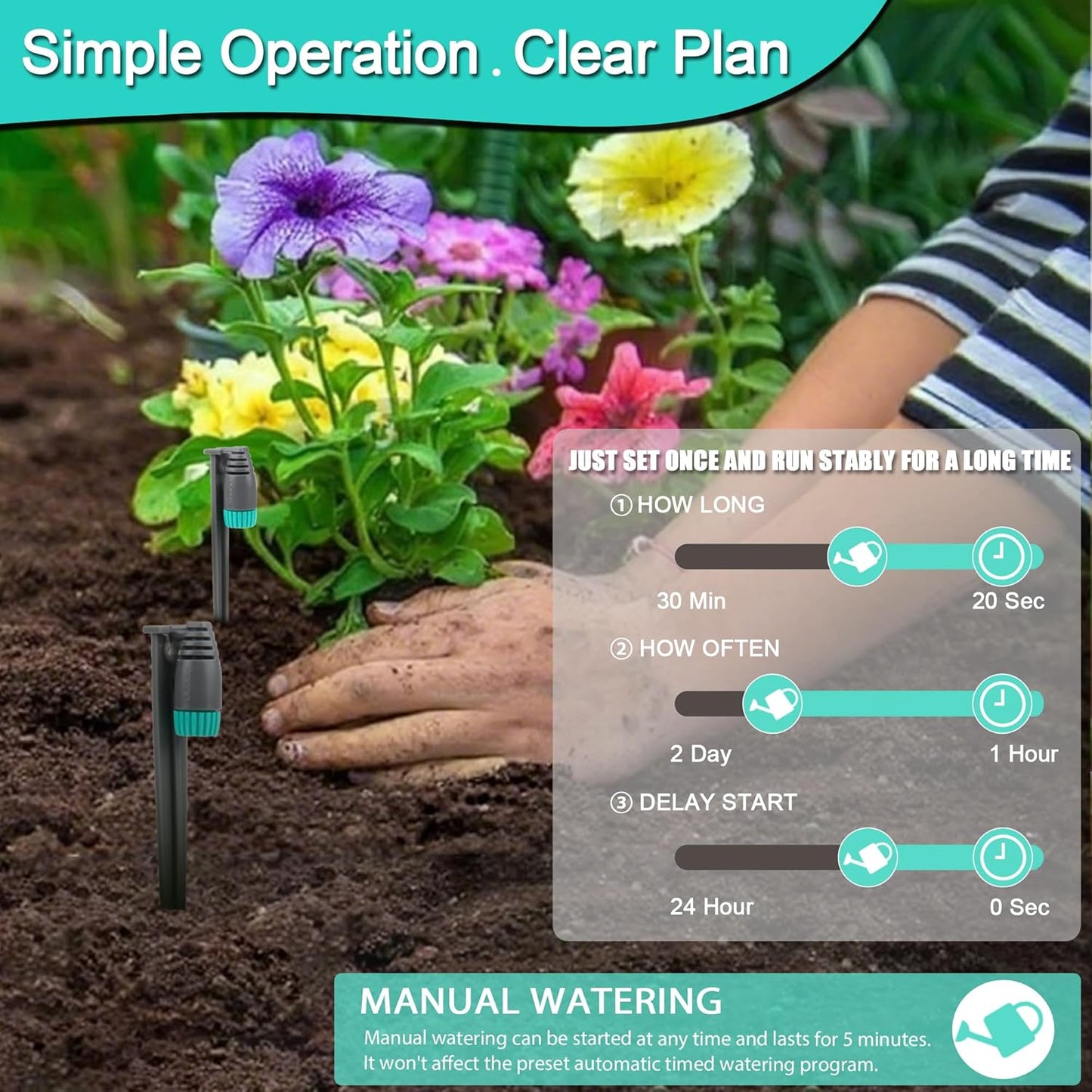 Zeego Automatic Drip Irrigation Set Universal Accessories, Including Adjustable drip Heads and Related Accessories.