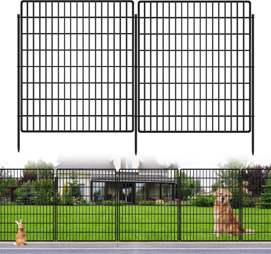 10 Panels Garden Fencing Animal Barrier, 33 in(H) X 24 ft(L) Dog Fence Outdoor for Yard Rustproof No Dig Decorative Tall Garden Fence Metal Wire Panel Border Patio Rabbit Ground Stakes Fencing