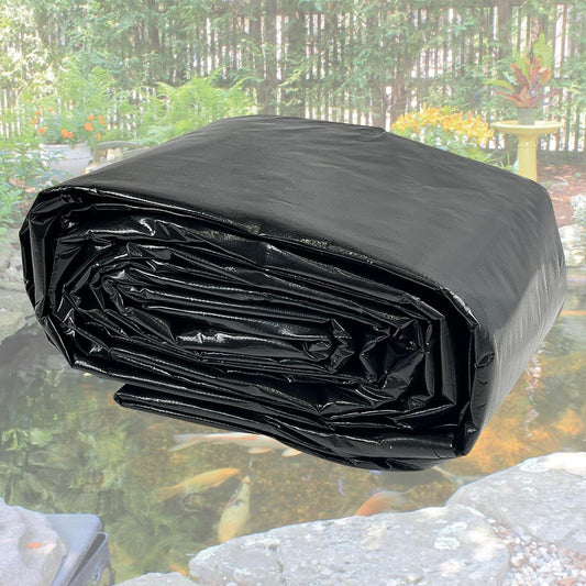 yeezoo 25X25FT Reinforced PE Pond Liner, KOI Pond Liners for Outdoor Ponds, Enhanced 5-Layer Structure Pond Liner for Fish, Duck, Garden Raised Bed and Waterscape Pond(0.82oz/sq ft Thickness)