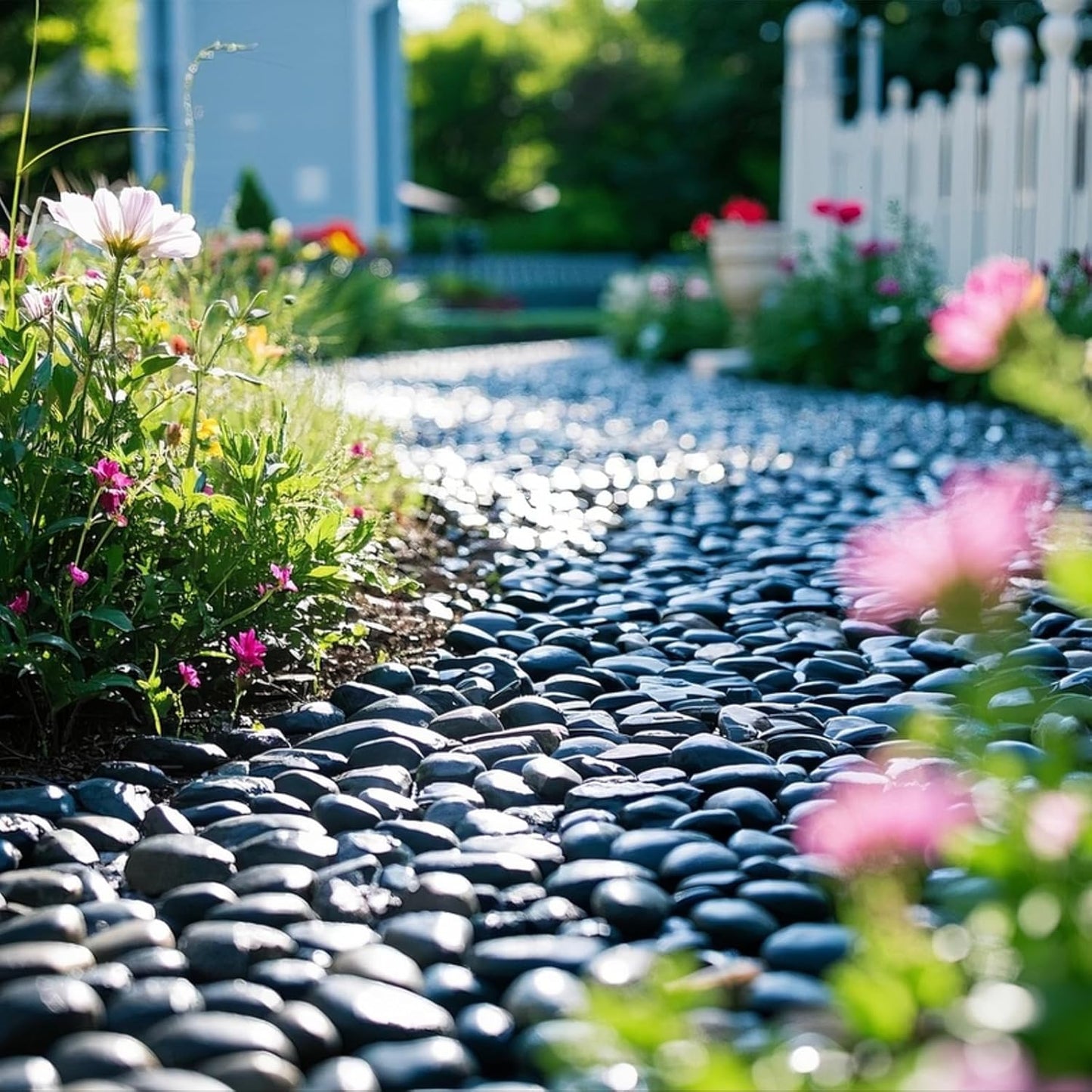 River Rocks, 40lbs Black Pebbles for Indoor Plants, 1-2 Inch Aquarium Rocks, Natural Stones for Landscaping Garden Paving Plant Rocks Crafting Walkways