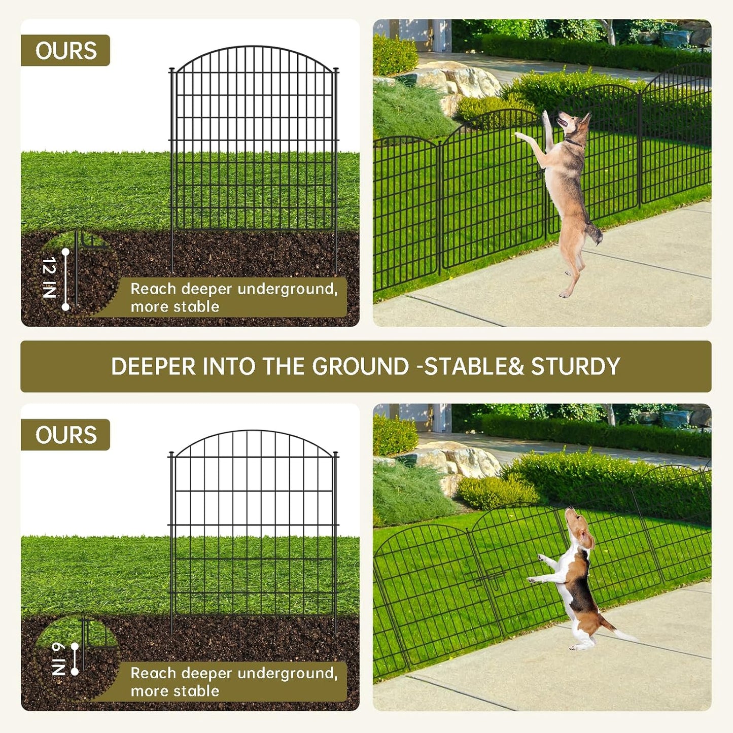 16 Panels No Dig Garden Fence with Gate, 32in x 38.6ft Decorative Dog Fence Outdoor for Yard, Tall Animal Barrier Fencing Rustproof Metal Garden Edging Border, Temporary Fencing for Outdoor, Patio