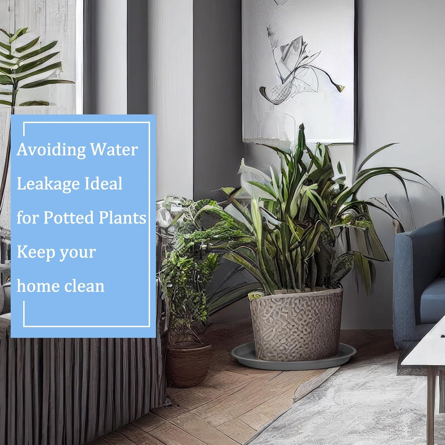 Eccliy 6 Pack Plastic Plant Saucer Heavy Duty Planter Saucers Large Plant Pot Saucers Plastic Water Trays for Indoors and Outdoors Flower Plant Plant Drip (Gray,16 Inch)