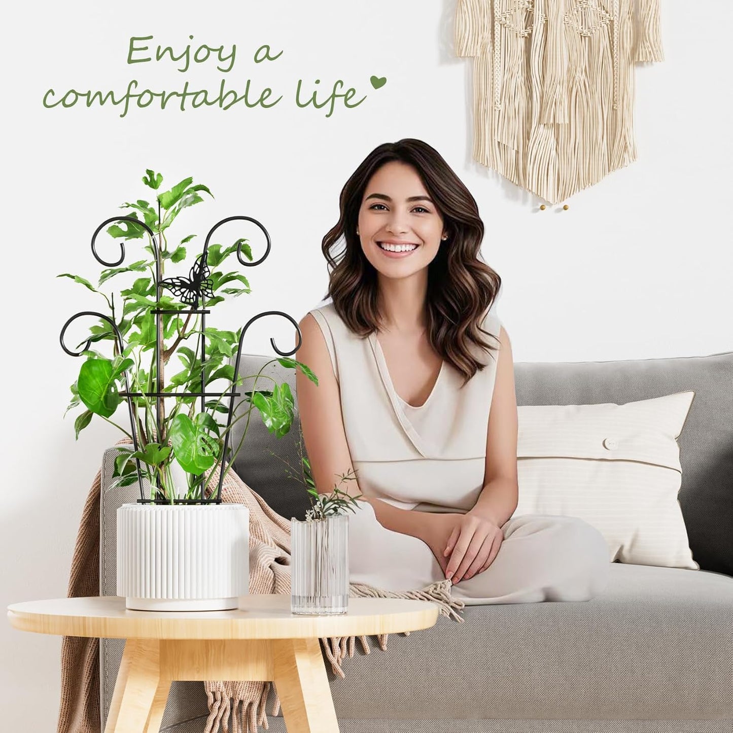 Indoor Plant Trellis for Climbing Plants, Stackable Garden Trellis for Potted Plants, Small House Plant Trellis for Vine Ivy Flower Plant Support Outdoor DIY Metal Trellis 3 Pack, Butterfly Design