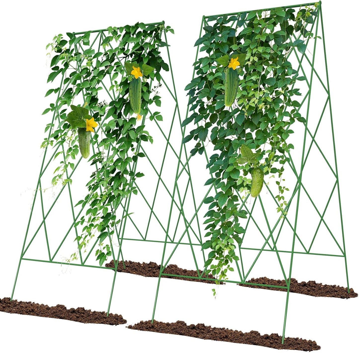 Cucumber Trellis 2 Pack, Foldable A-Frame Garden Trellis for Raised Bed Garden Grow Support with Plant Support Clips, Twist Ties, Plastic Ties, for Cucumber,Tomato, Climbing Plants and Flowers