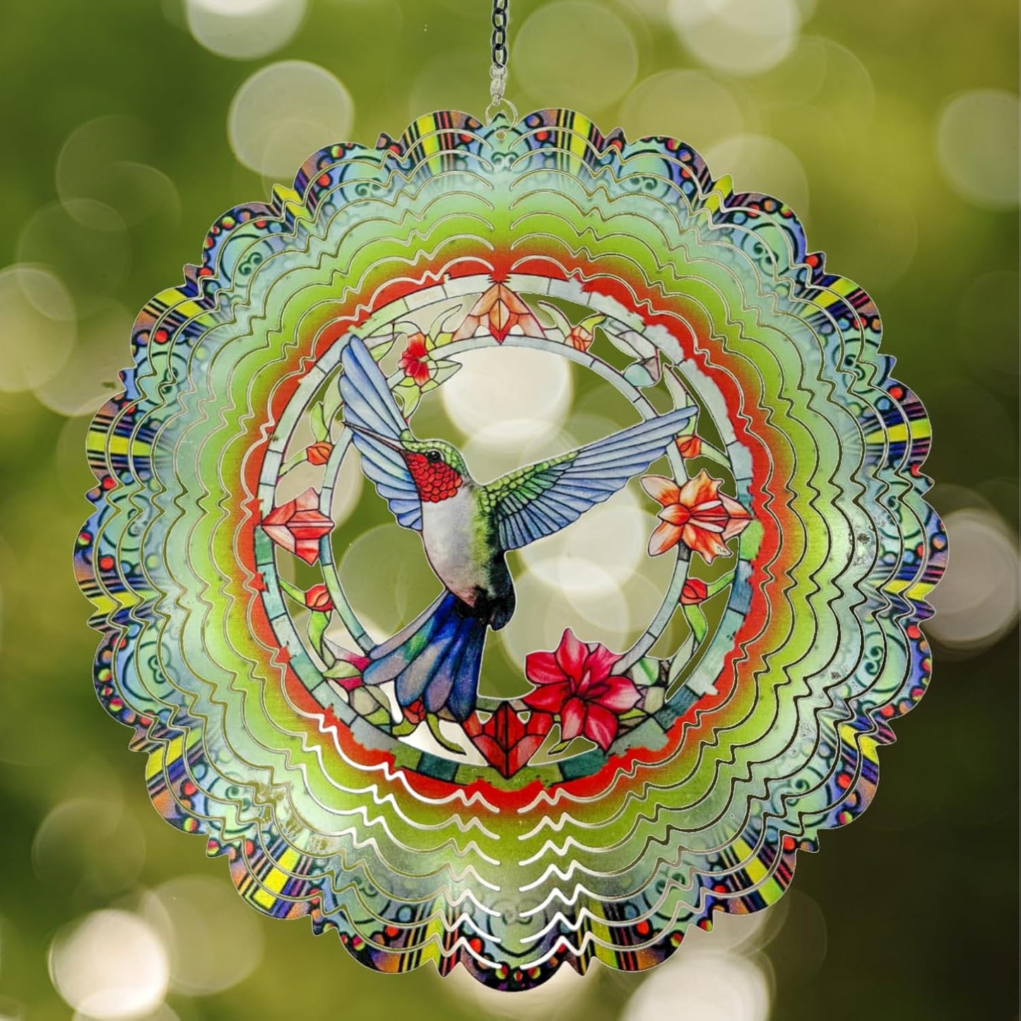 Wind Spinners Outdoor Hummingbird Decorations - Birthday Gifts for Women Mom Grandma, Hanging 12 inch 3D Sculptures for Garden Decor for Outside, Patio, Yard