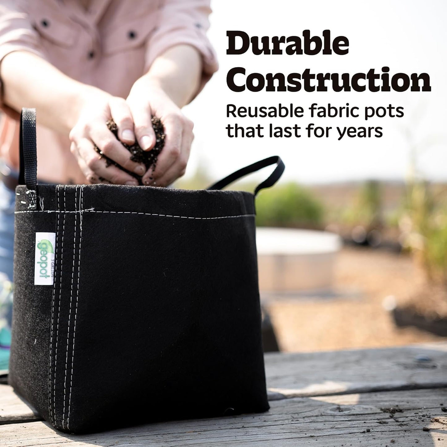 5 Gallon Fabric Grow Bags with Handles for Vegetables, Houseplants, Herbs & Flowers | 10-Pack | Fabric Pots for Outdoors and Indoors, Aerated Fabric Grow Bags