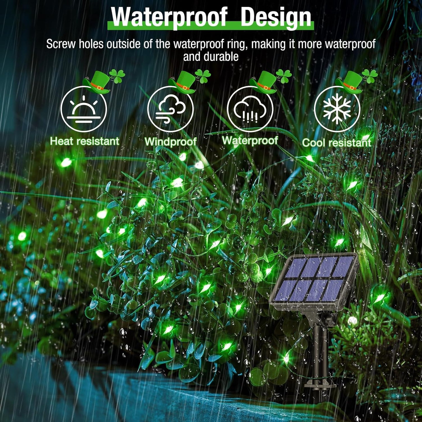 btfarm 4 Pack Solar String Lights Outdoor, 320LED 132FT Halloween Solar Fairy Lights Outside Waterproof, 8 Modes Solar Powered Twinkle Lights for Tree Garden Patio Halloween Decorations, Green