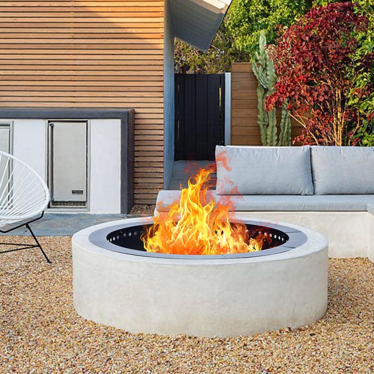 36 inch Fire Ring, Large Round Firepit Insert,Fire Pit Ring for Camping, Wood Burning Fire Pit for Yard,Garden,Outdoor Fireplace, DIY Fire Rings for Outside