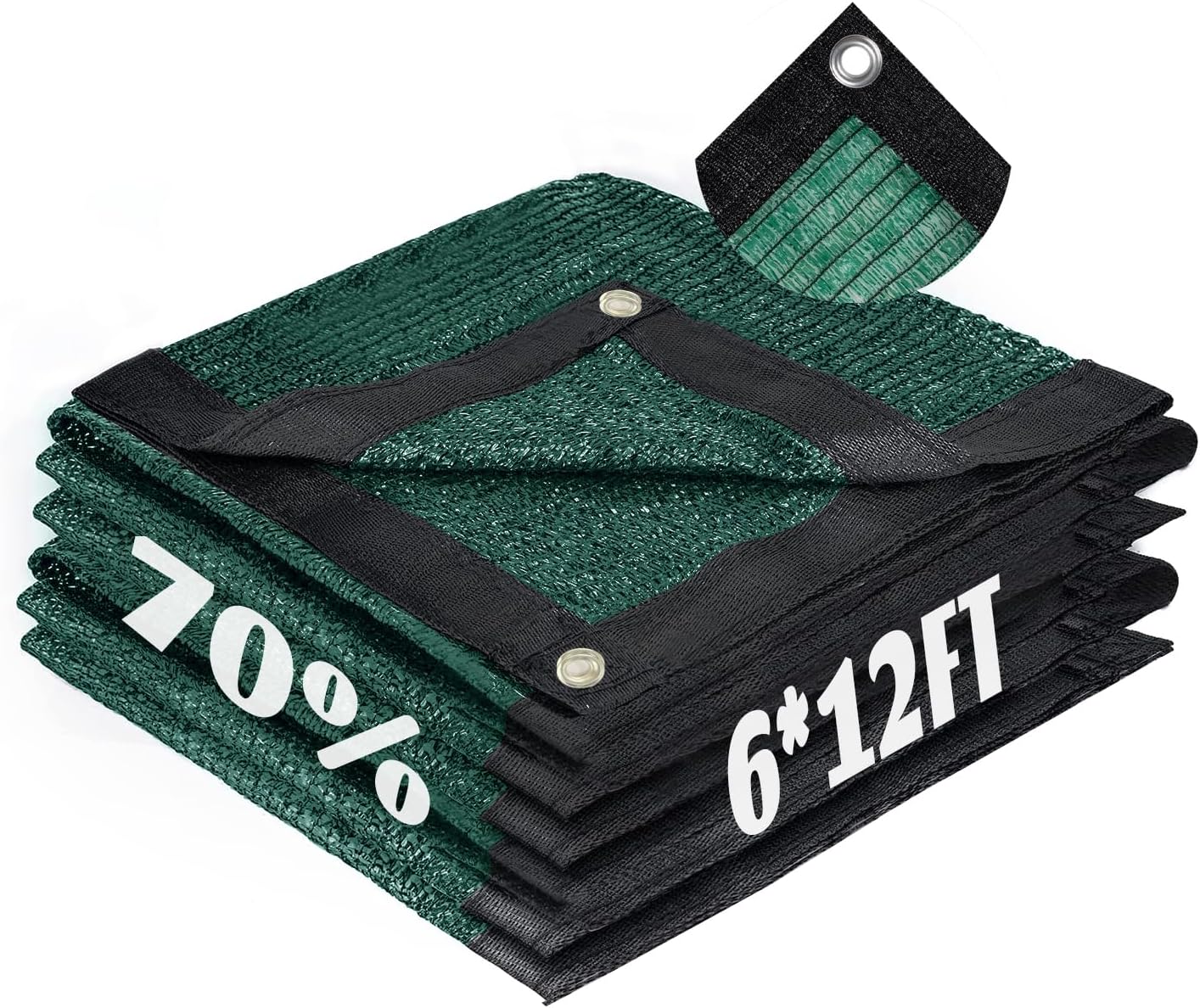 Cool Area 70% Sun Shade Cloth Mesh Tarp with Grommets for Plant Cover 6x12ft Patio Canopy Garden Pergola Greenhouse Car Barn Kennel Green