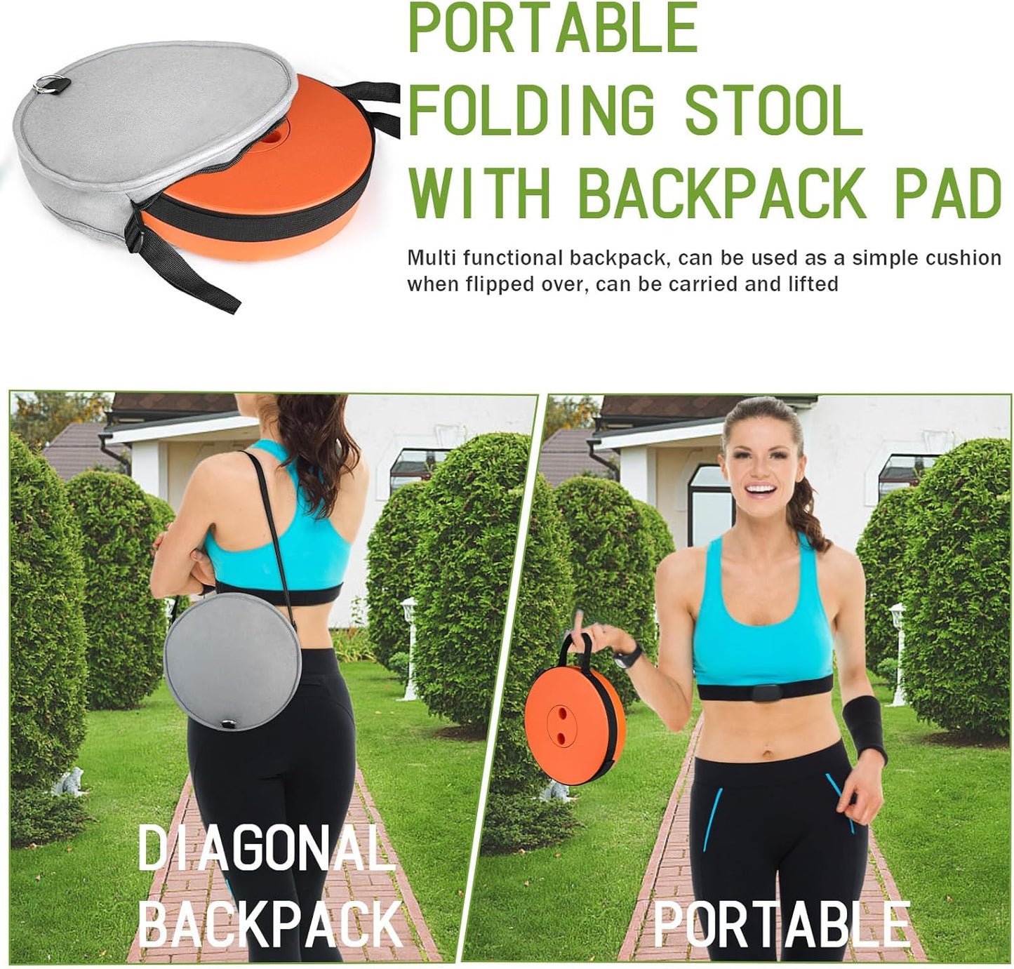 Deer's Life Portable Collapsible Stool with Cushion Pad, Retractable Folding Telescopic Camping Seat for Adults, Small Lightweight Sturdy Adjustable Stools for Travel,Kitchen,Garden,Fishing