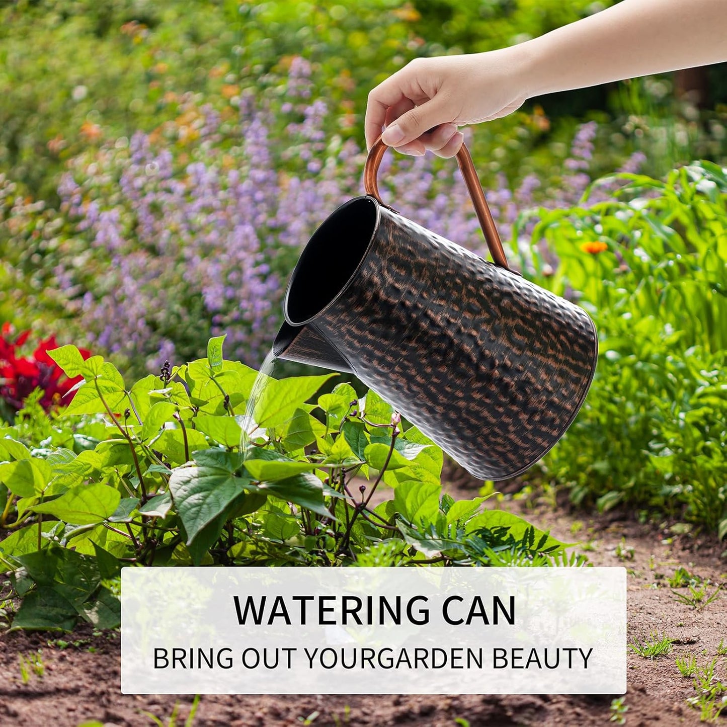 Copper Colored Metal Decorative Watering Can Metal Flower Milk Jug Vase Pitcher Holder for Indoor Outdoor Plants