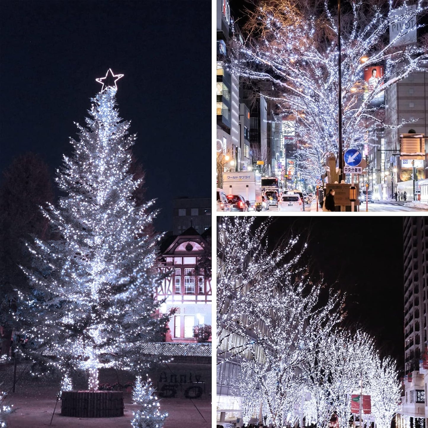 Solar Christmas String Lights Outside, 3 Pack Total 120FT 300 LED Solar Garden Twinkle Light Outdoor, Waterproof with 8 Modes Solar Fairy Lights for Patio Party Wedding Christmas Decor (Cool White)