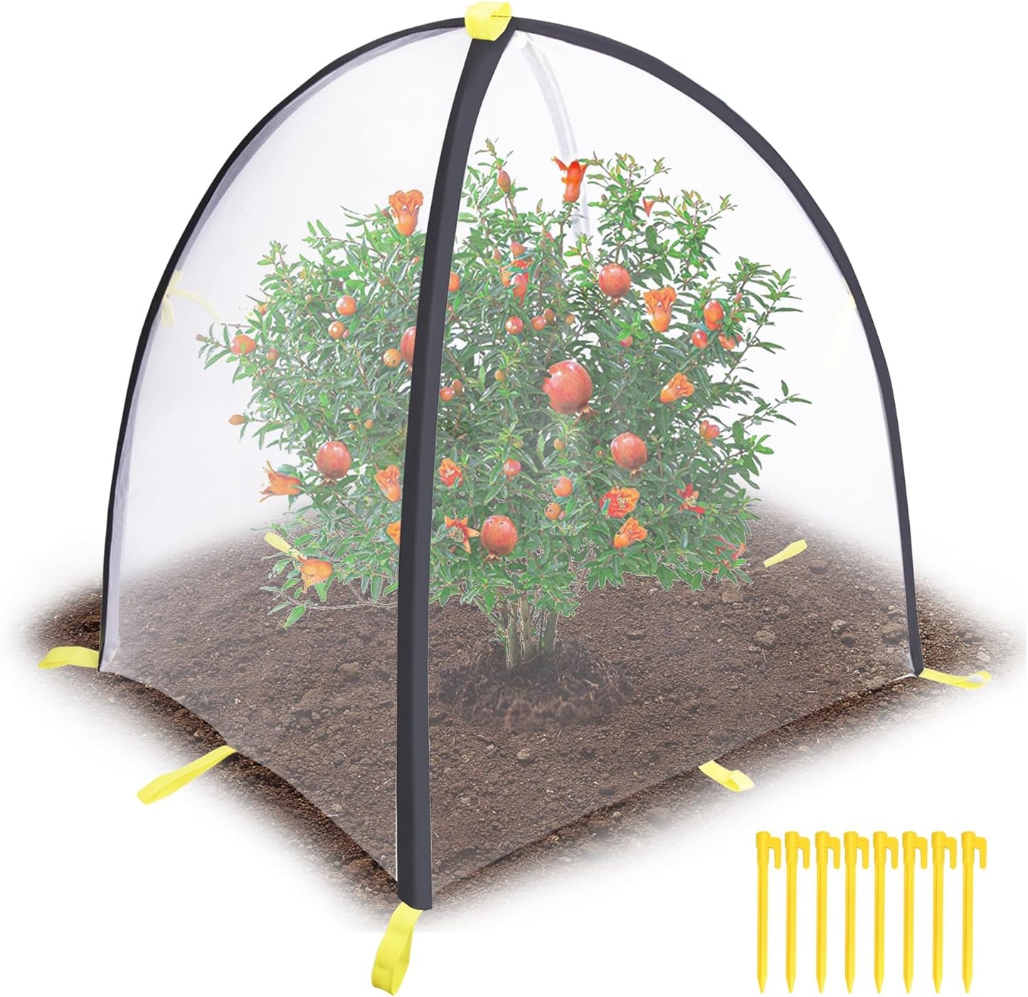 35 x35 x 39 Inch Insect Barrier Plant Tent Cover-Insect Bird Barrier Netting Mesh-Bug Guard Cover with Stakes for Protect Plants Fruits from Insect Bird Eating (1, L)