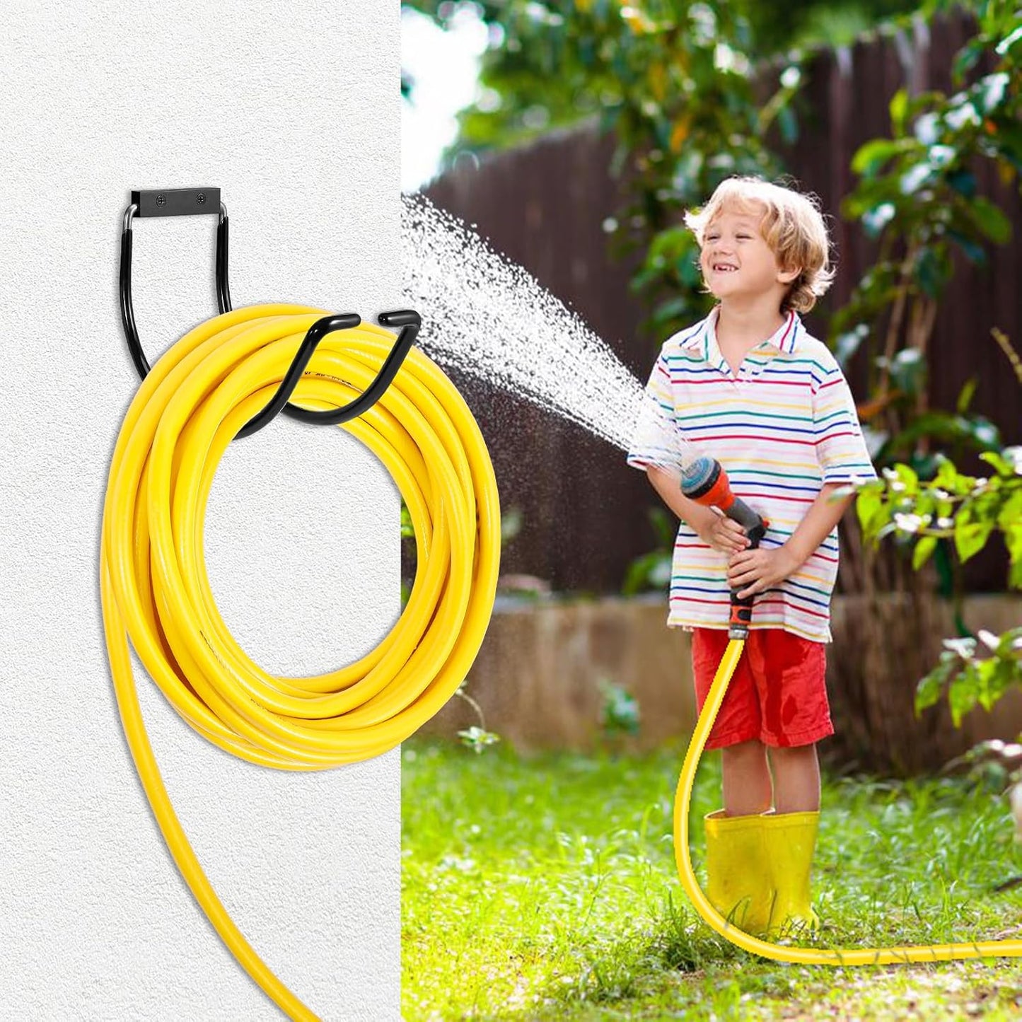 Garden Hose Holder Water Hose Hanger Wall Mounted,304Stainless Steel Solid Hose Hook Holds Up to 150Ft Garden Hose, Expandable Hose, Water Hose - Orange