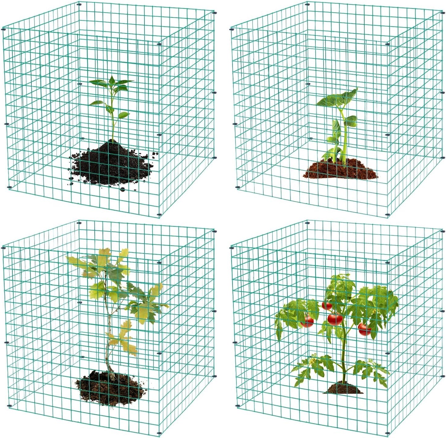 4 Packs Wire Plant Protectors,15.3" X 15.3" Wire Mesh Plant Protector cage,DIY Garden and Vegetable Protectors,Plant Cage to Protect Plants from Animals