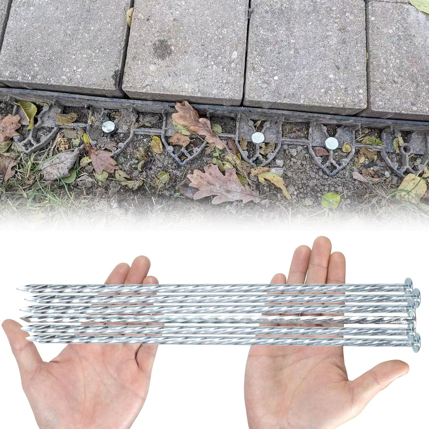 14 Inch Heavy Duty Spiral Landscape Spikes Solid Galvanized Metal Garden Stakes for Speed Bump, Wheel Stop, Paver Edging, Floor Covering, Weed Barriers, Tent, Garden Plants (50)