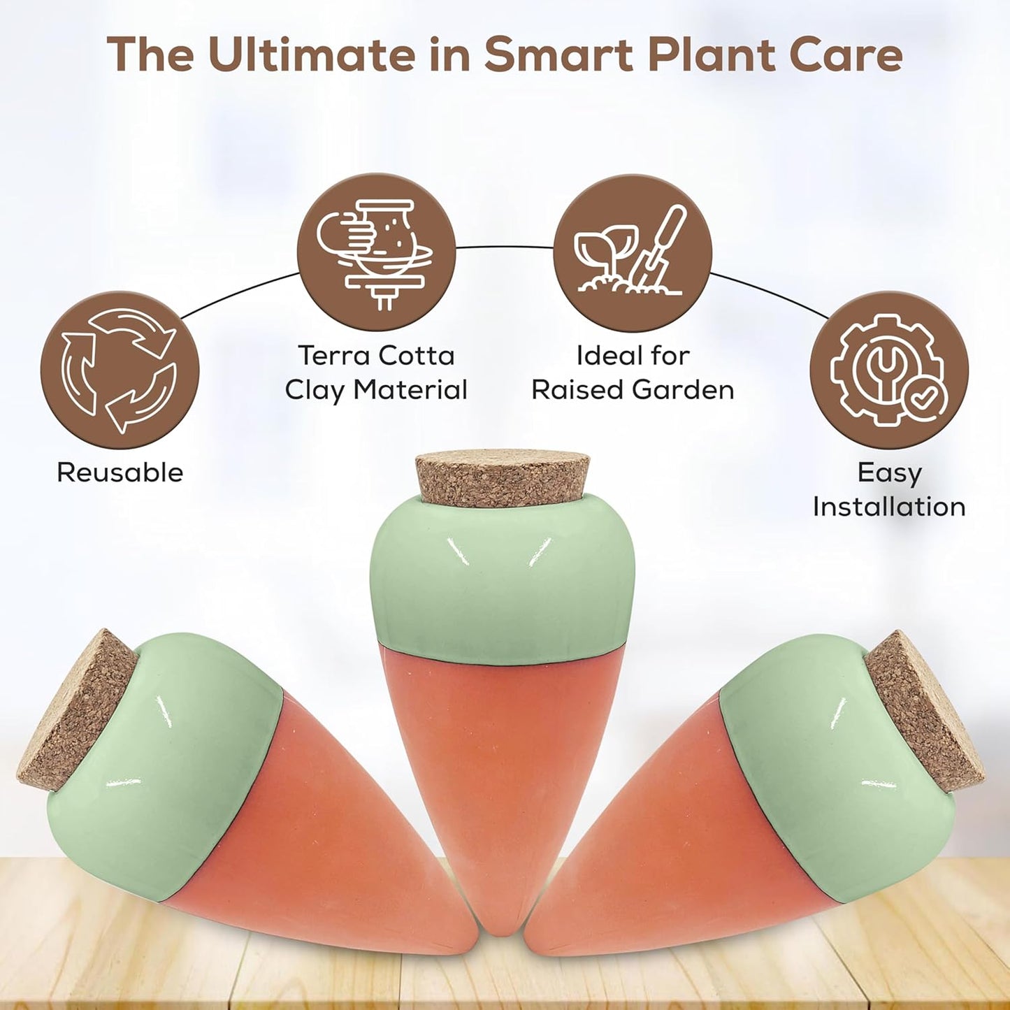 Plant Watering Globes - Olla Terracotta Watering Spikes - Hold 16 Ounces - Olla Water System for Plants - Self Water Method - Slow Releaese Drip Irrigation Terracotta Stakes