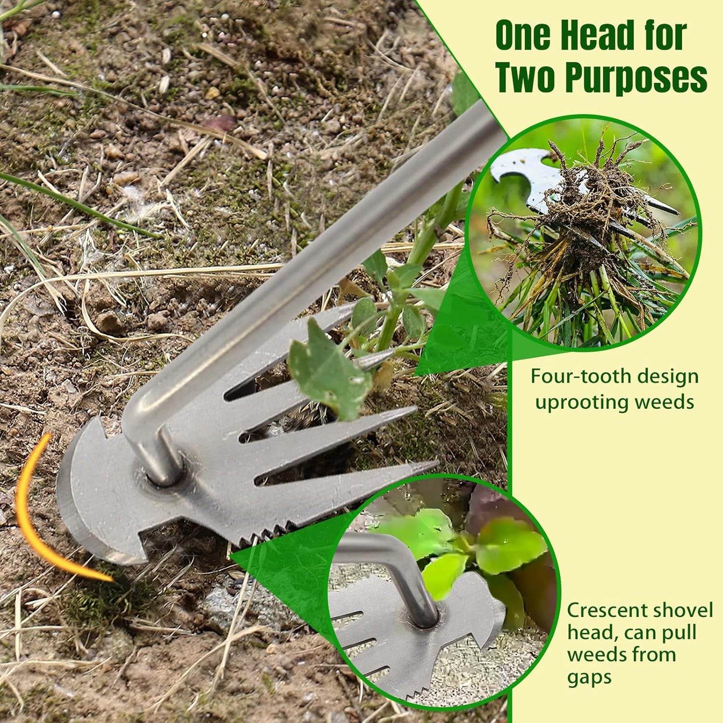 Weed Puller Tool - 2 Pieces Weeding Tool, Garden Tools, Premium Manganese Steel Forged Weed Puller, Hand Weeding Tool for Gardening with Handle 35cm
