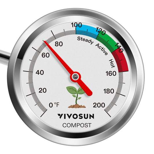VIVOSUN Compost Thermometer, 20 Inch Backyard Soil Thermometer with Stainless Steel Dial for Composting Bins, Outdoor Gardening and Planting (0-200°F)