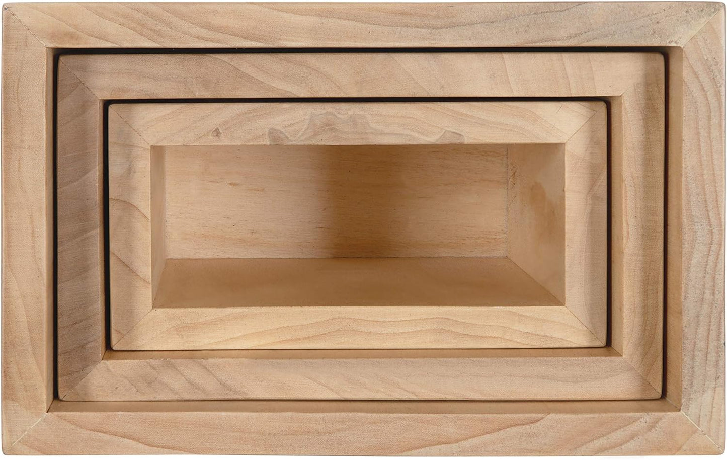 Kate and Laurel Domio Wall Hanging Planter Shelves, Set of 3, Natural Wood, Geometric Nesting Planter Collection