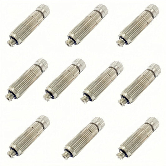 High Pressure Brass Nickel Plated Misting Nozzle for Outdoor Cooling Mist System, 0.4mm Ceramics Orifice, Anti-Drip Cleanable, 10pcs