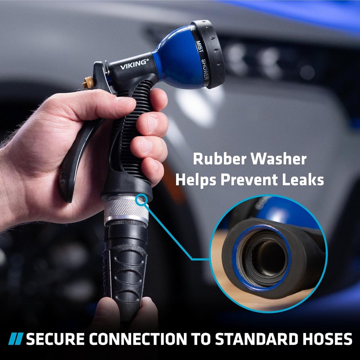 VIKING Hose Nozzle, Garden Hose Nozzle with 8 Spray Patterns, Adjustable and Heavy Duty for Washing Car, Watering Plants, Washing Pets, and Home Use, 2 Pack