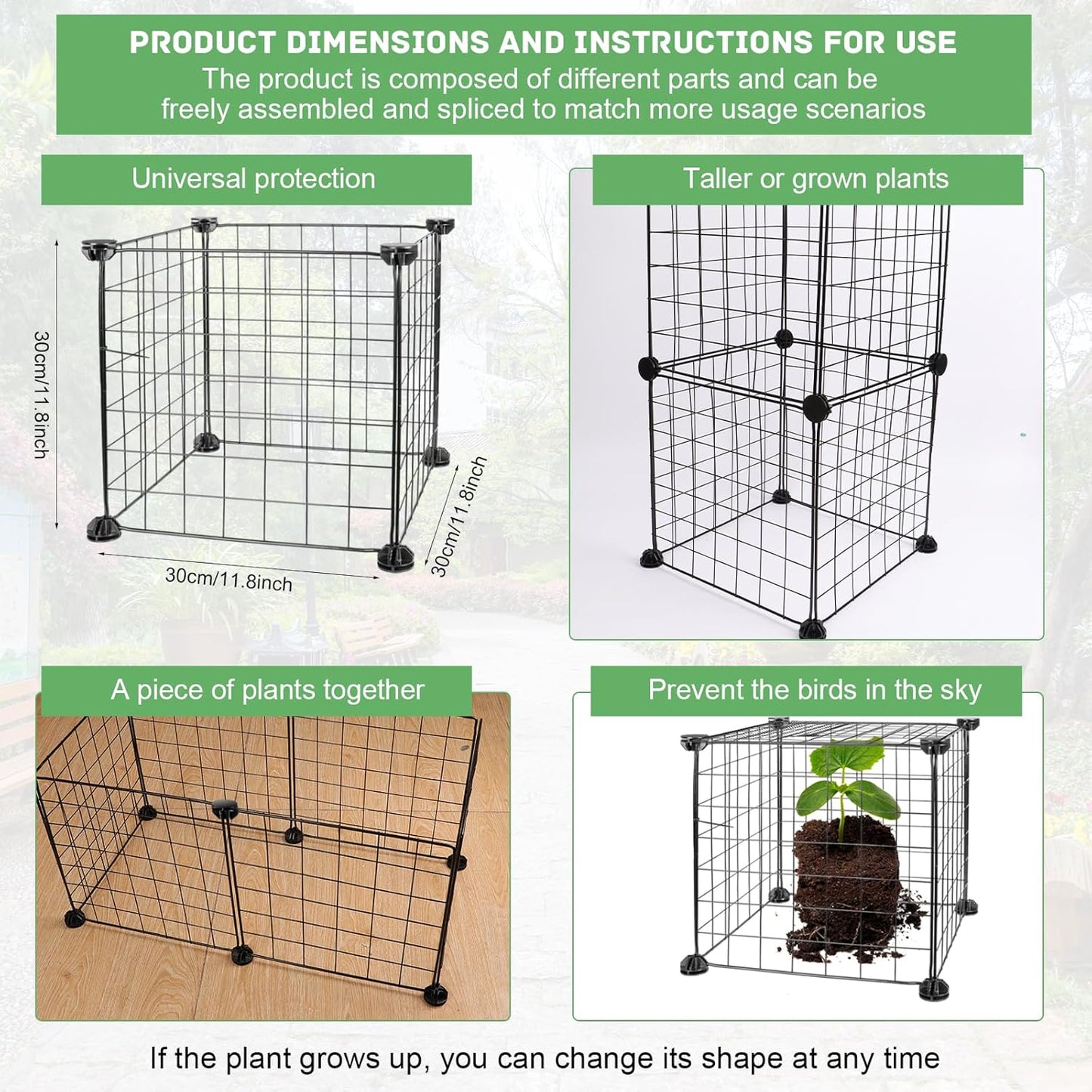 8 Set Wire Plant Covers Plant Protectors from Animals,80 Pcs 12"X12" Chicken Garden Cloches for Plants Metal Meshes for Protect Plants Vegetables