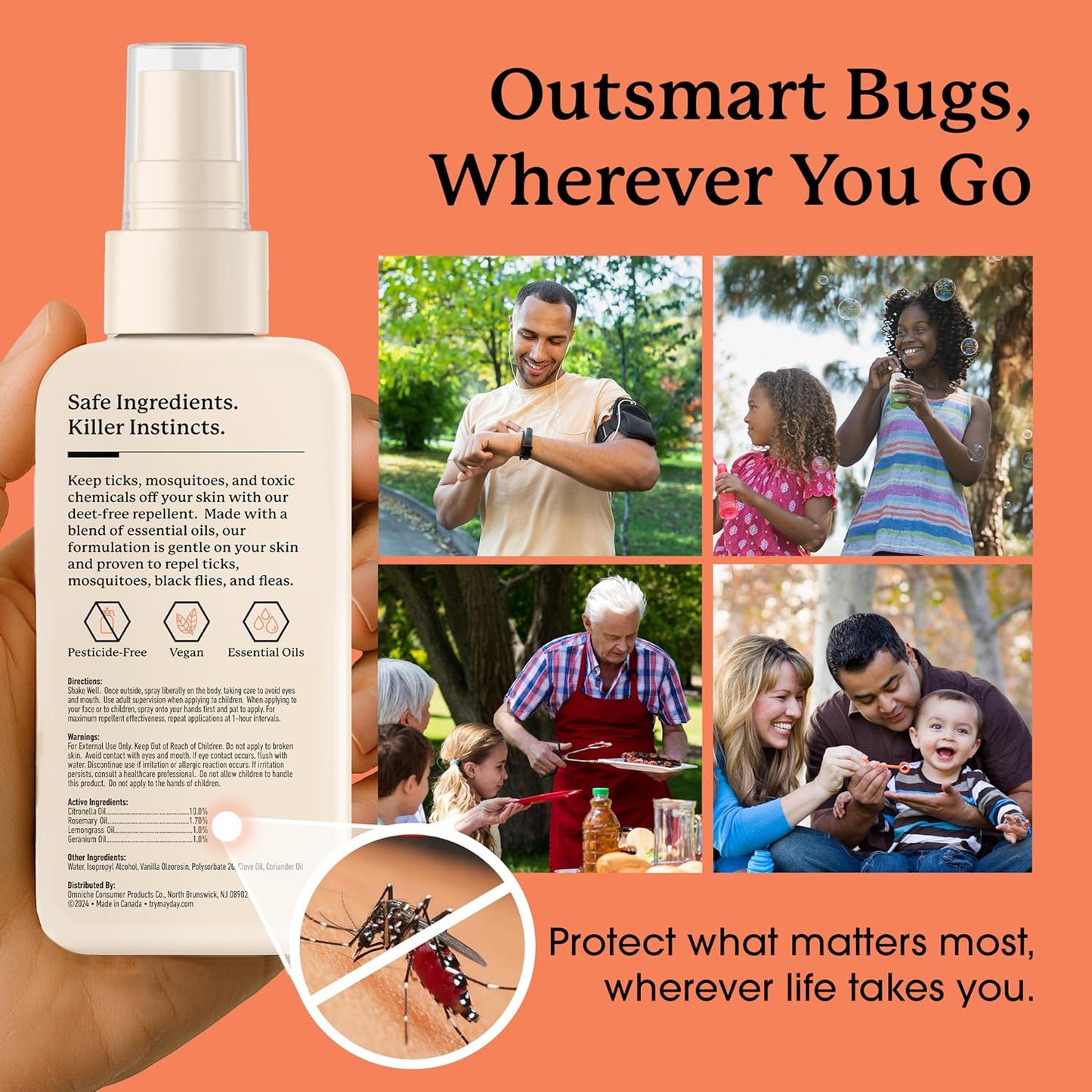 Mayday Tick & Mosquito Repellent – Deet-Free with Essential Oils – Geranium, Lemongrass & Rosemary – 3.4 oz (100 ml) – Non-Toxic, No Pesticides, Safe & Effective – Mosquito and Tick Repellent