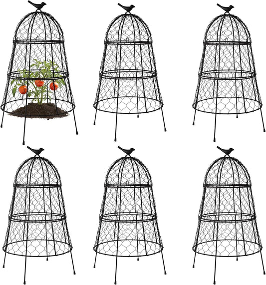 Heavy-Duty Chicken Wire Plant Cloches – Rustproof Garden Protectors and Plant Cages for Vegetables and Flowers – Safeguard Plants from Deer and Critters – 20” x 12” (Pack of 6)