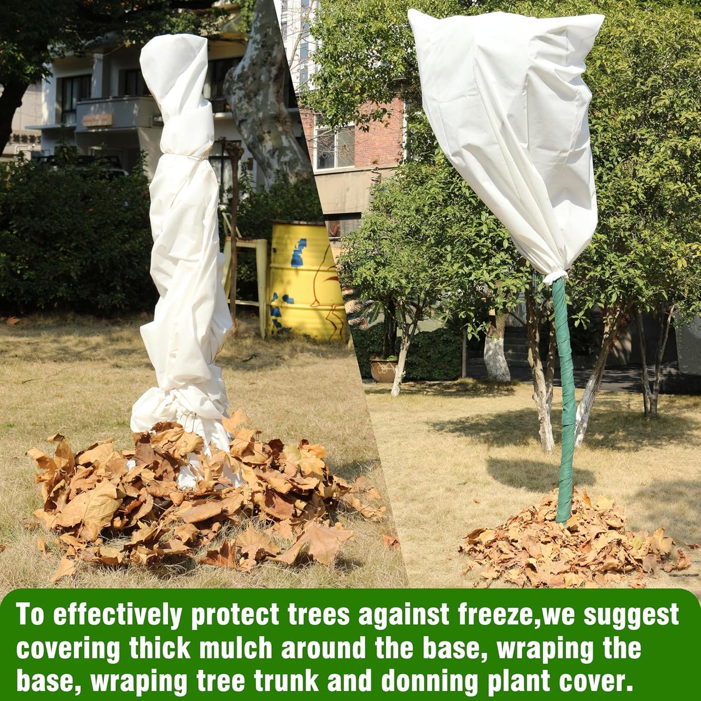 Gardzen 5-Pack Plant Cover Drawstring Tree Cover, Winter Freeze Plant Protection, Tree Jacket Frost Blanket for Outdoor Plants, 31" x 40"