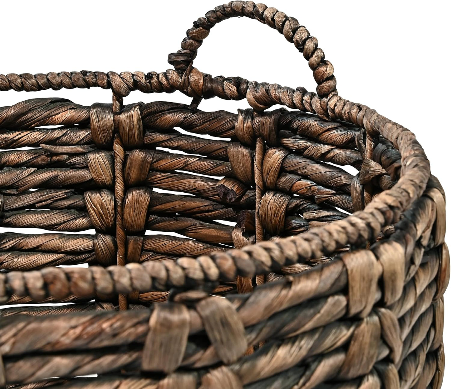 happimess BSK1003B Laurel 19.49" Bohemian Handwoven Abaca Hamper Basket with Handles, Brown for Storage and Decoration in Bathroom, Bedroom, Living Room