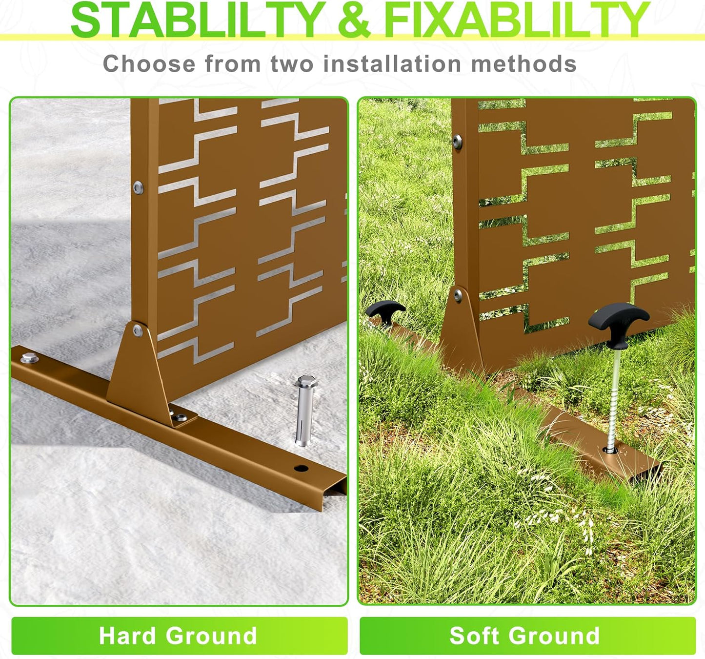 Outdoor Privacy Screen,72" H×47" W Metal Privacy Screen, Freestanding Privacy Fence Panels for Patio